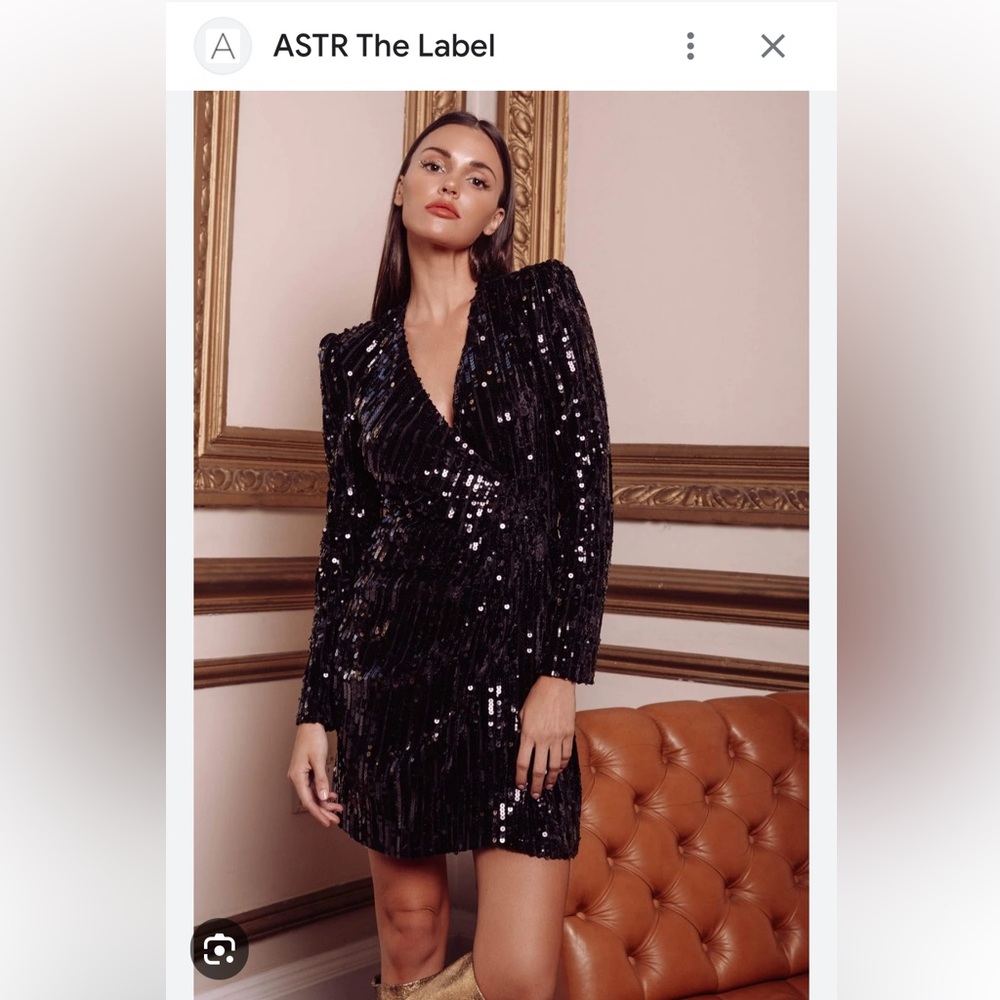 Astr Paris black sequins blazer dress